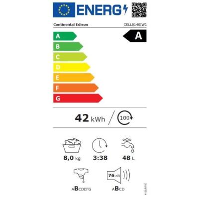 Lave-linge hublot Continental Edison 8kg - Moteur induction