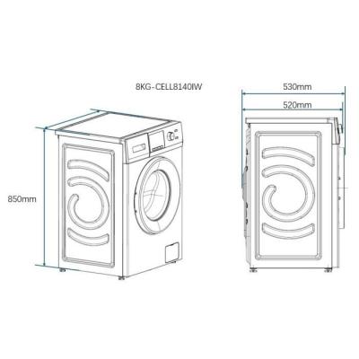 Lave-linge hublot Continental Edison 8kg - Moteur induction