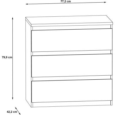 Commode CHELSEA 3 Tiroirs Blanc Mat - Pratique et Élégante