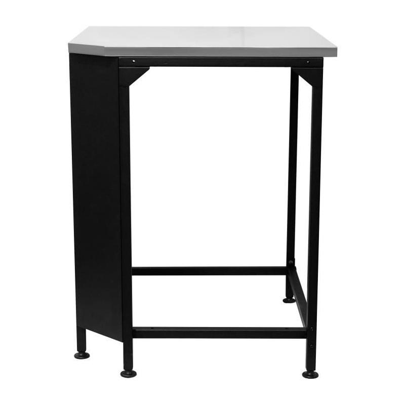 Table d'angle COZZE - Plan de travail inox - Noir