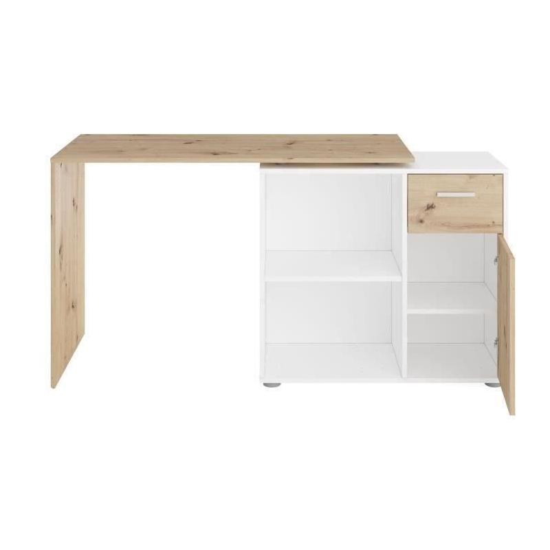 Bureau d'angle Albrecht chêne et blanc - Gain de place!