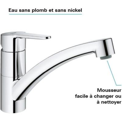 Mitigeur évier GROHE Start Eco: Design chromé pour un débit optimal