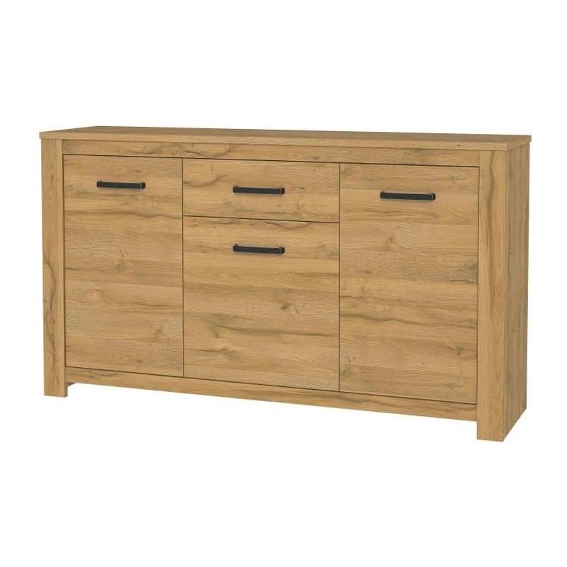 Buffet bas chêne vieilli HAVANNA - Classique - L 161 cm