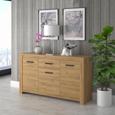 Buffet bas chêne vieilli HAVANNA - Classique - L 161 cm