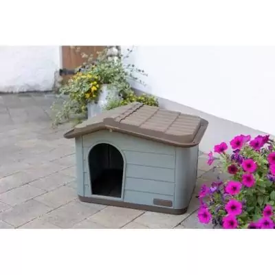 Niche extérieure pour chats ou chiens Taille M - Design moderne - Gris & marron