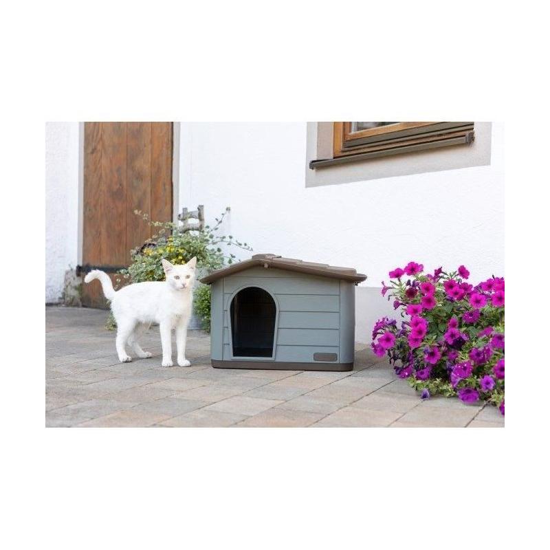 Niche extérieure pour chats ou chiens Taille M - Design moderne - Gris & marron