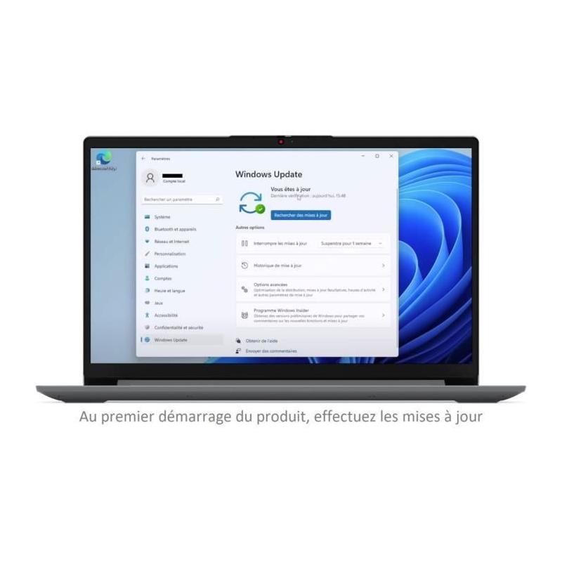 PC Portable LENOVO IdeaPad 1 15IGL7: Windows 11, 15,6" FHD, Celeron N4500 - 8Go RAM, 256Go - AZERTY