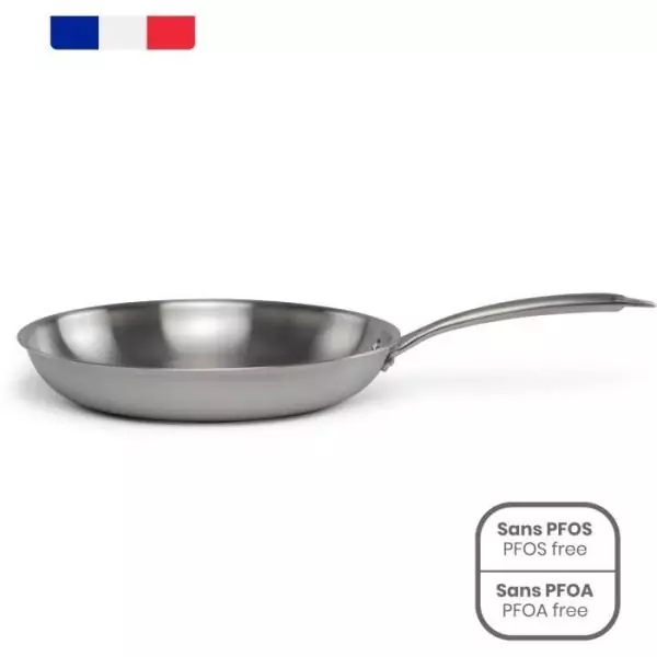Poele Acier inoxydable 18/10 Triply Brigade 28 cm - LIVOO - MEP159 - Tous feux dont induction - Made in France