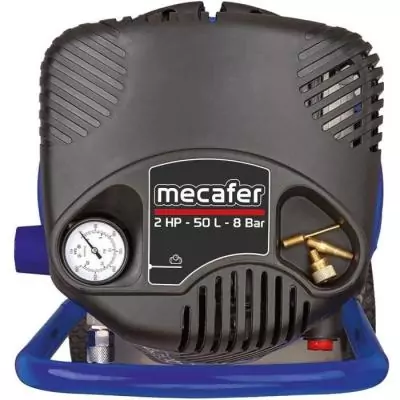 Compresseur vertical MECAFER 425790 - 50 L Bleu coaxial - Sans huile Compresseur vertical MECAFER 425790 - 50 L Bleu coaxial - Sans huile