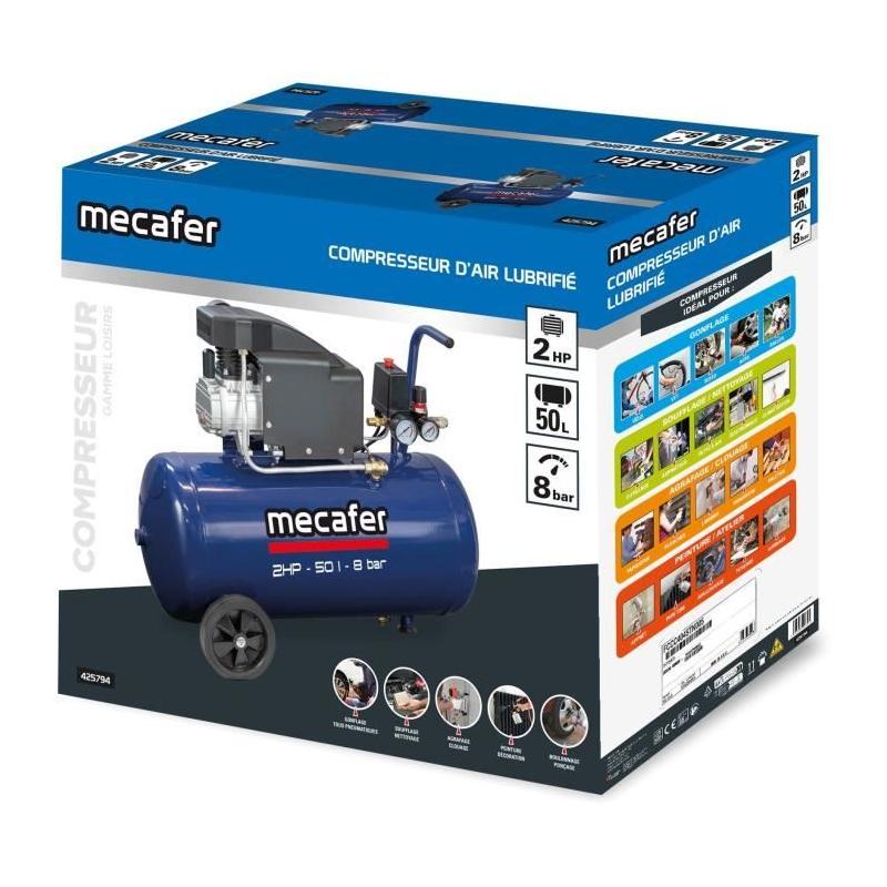 Compresseur MECAFER 425794 Bleu 50L 2HP 8 Bar