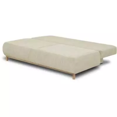 Banquette convertible 3 places MIKA - Velours Beige - Coffre de rangement