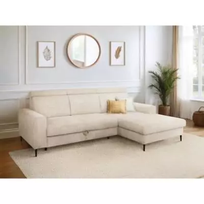 Canapé d'angle convertible 4 places NIZZA Velours Beige Canapé d'angle convertible 4 places NIZZA Velours Beige