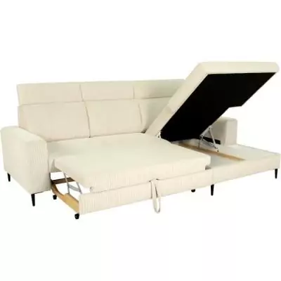 Canapé d'angle convertible 4 places NIZZA Velours Beige Canapé d'angle convertible 4 places NIZZA Velours Beige