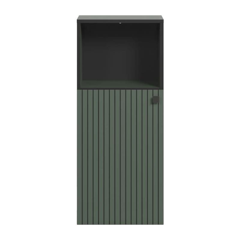Meuble bas de salle de bain tendance - Vert sauge et noir