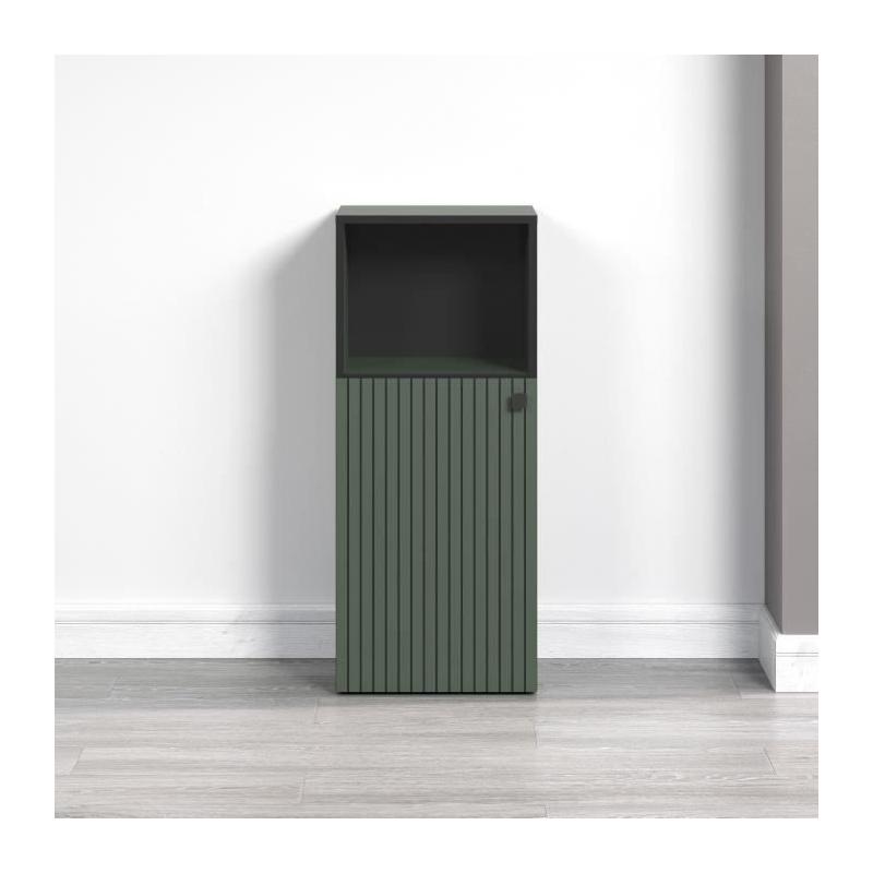 Meuble bas de salle de bain tendance - Vert sauge et noir