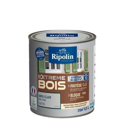 RIPOLIN Peinture Bois Satin Haute Protection 10 ans - Gris clair