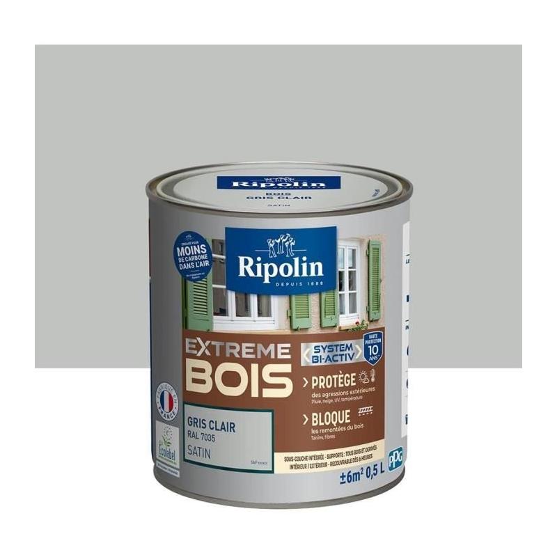 RIPOLIN Peinture Bois Satin Haute Protection 10 ans - Gris clair