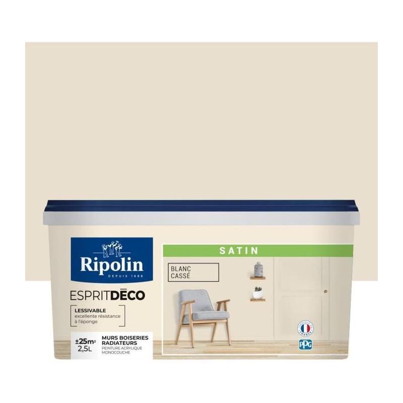 Peinture RIPOLIN Blanc Cassé Satinée 2,5L pour Toutes Pièces