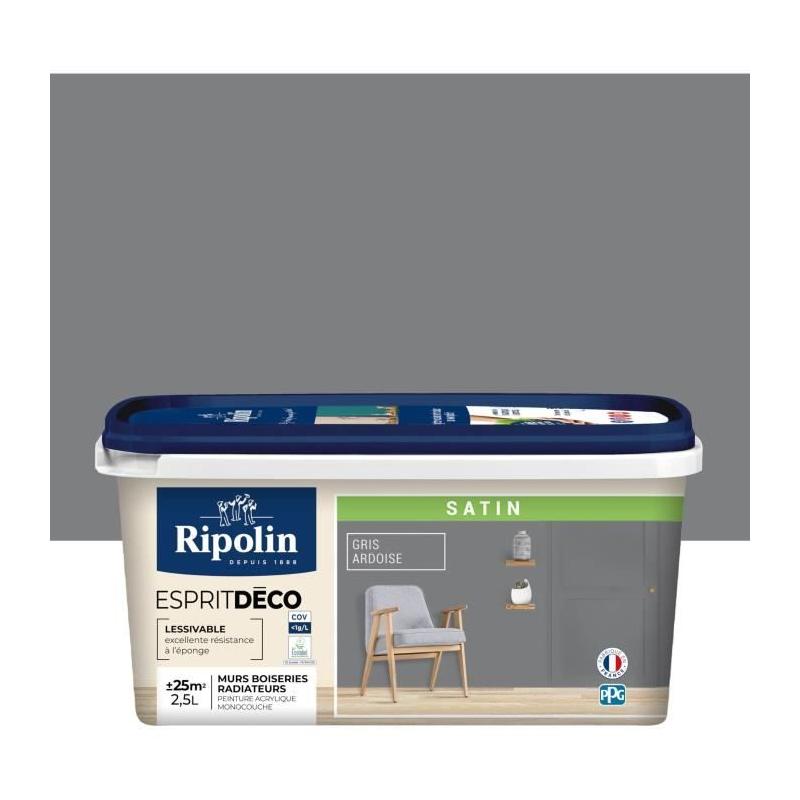 Peinture Satin Ultra Couvrante pour Cuisine, Chambre, Salon - Gris Ardoise