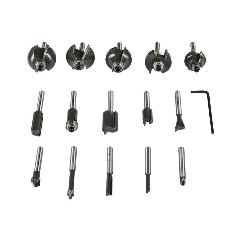 Coffret 15 fraises panachées 6 mm + clé pour défonceuses - RYOBI