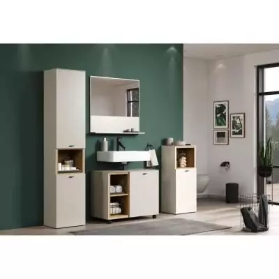 Ensemble Salle de bain Cachemire - Colonne + Miroir + Meuble - L180cm