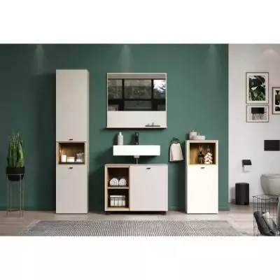 Ensemble Salle de bain Cachemire - Colonne + Miroir + Meuble - L180cm