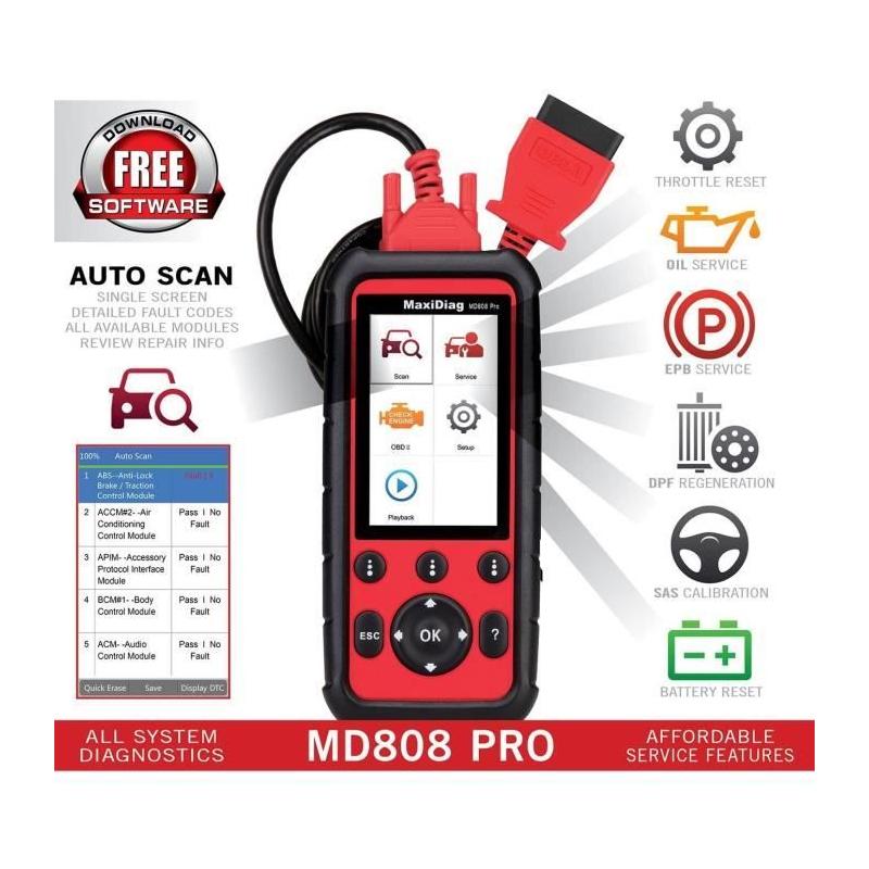 Diagnostic automobile puissant: AUTEL MaxiDiag MD808 Pro