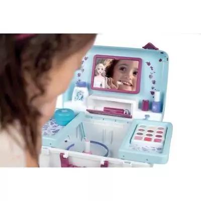 Valise beauté Reine des Neiges pour coiffure, onglerie et maquillage Valise beauté Reine des Neiges pour coiffure, onglerie et maquillage