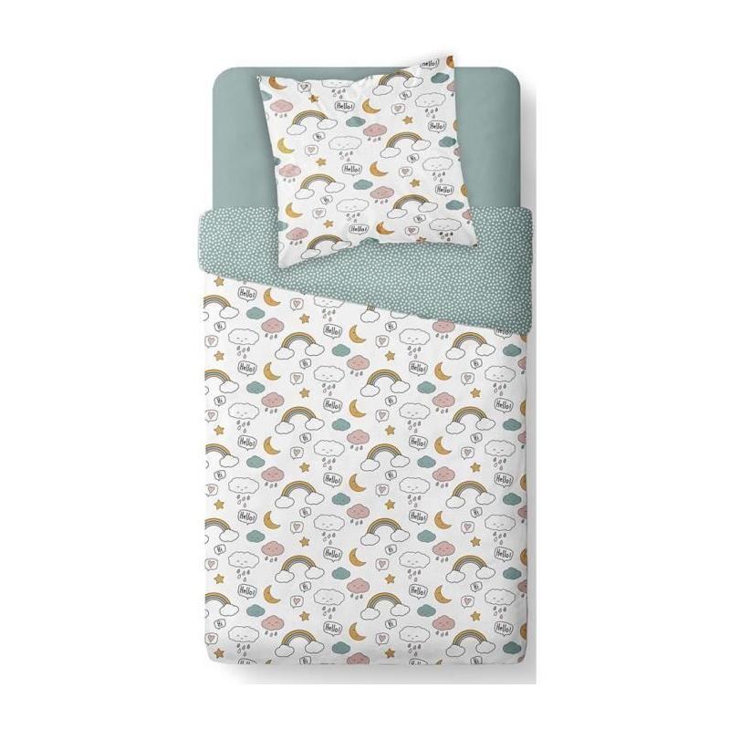 Parure de lit enfant - Housse de couette 140x200 cm - Vert imprimé - TODAY