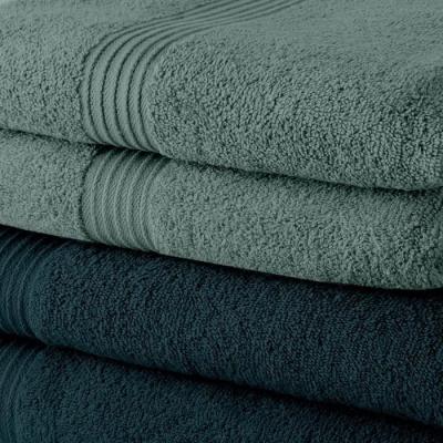 Lot de 5 Draps de Bain TODAY 70x130 cm 100% Coton - Assortiment paon et celadon