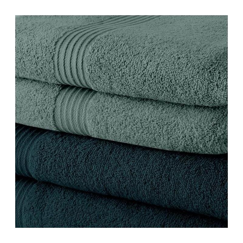 Lot de 5 Draps de Bain TODAY 70x130 cm 100% Coton - Assortiment paon et celadon
