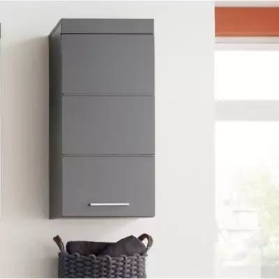 Meuble haut de salle de bain AMANDA - Gris brillant - 37 x 77 x 23 cm