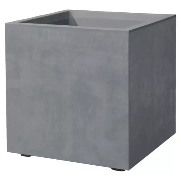 DEROMA Pot de fleurs Cube Millennium R - 25 x H25 cm - Ashgrey - A réserve d'eau