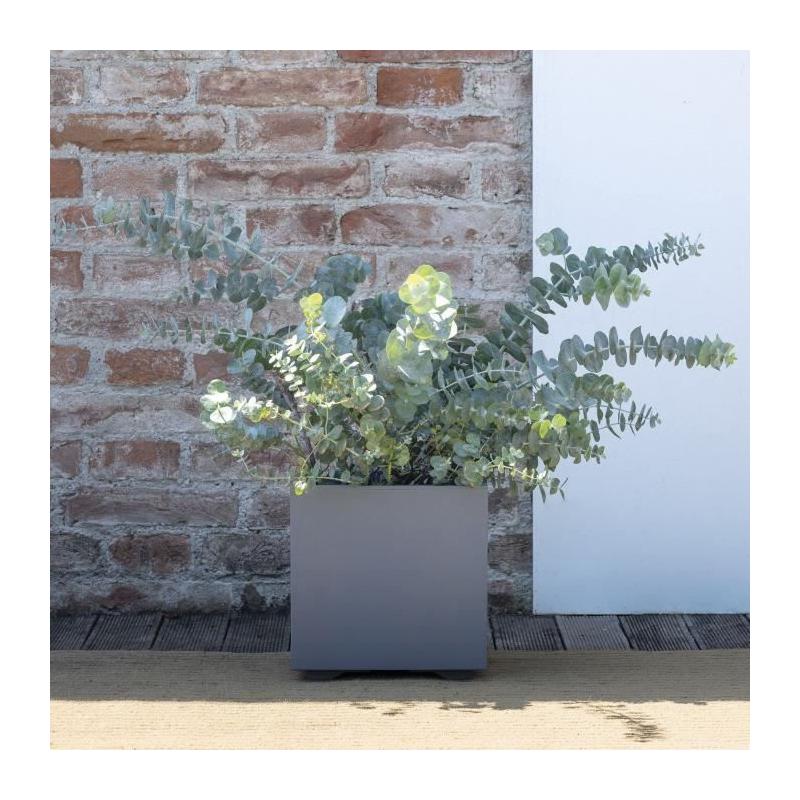 Pot de fleur Cube DEROMA Millennium R Ashgrey 25 cm - Réservoir d'eau