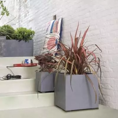 Pot de fleur Cube DEROMA Millennium R Ashgrey 25 cm - Réservoir d'eau Pot de fleur Cube DEROMA Millennium R Ashgrey 25 cm - Réservoir d'eau