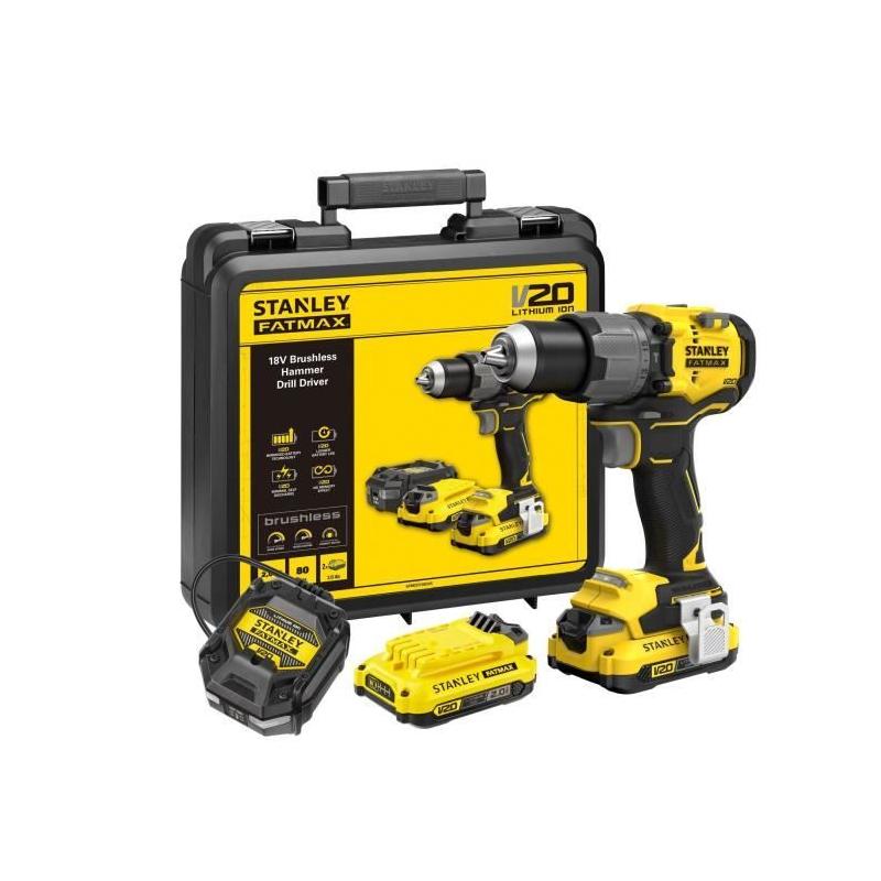 Perceuse visseuse à percussion STANLEY SFMCD725D2K-QW - 80 Nm - 18V