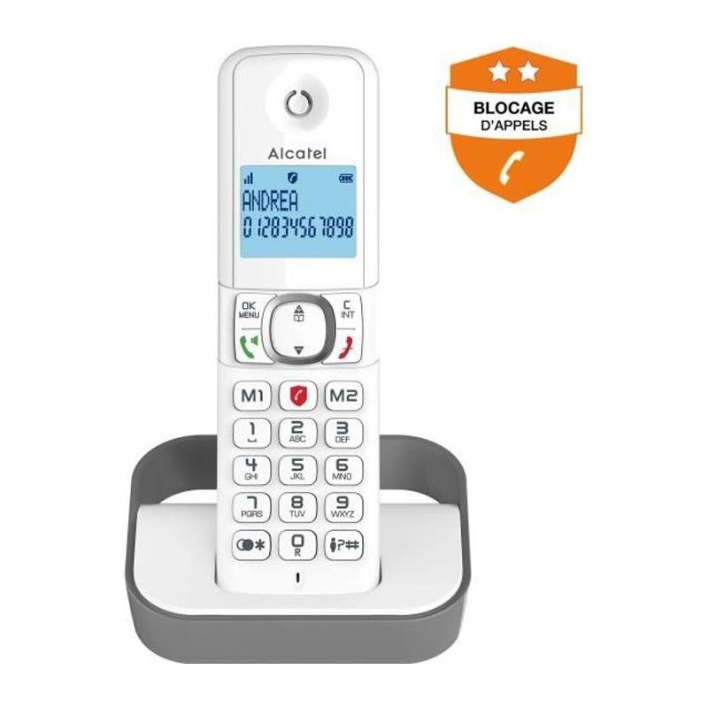 Téléphone fixe sans fil Alcatel F860 solo gris - Blocage d'appels