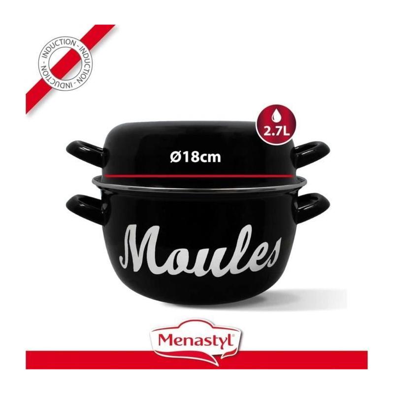 Marmite à moule MENASTYL 18 cm Noir - Émaillée pour une cuisson parfaite