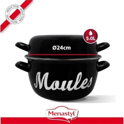 Marmite design MENASTYL 24 cm - Noir émaillé - Induction