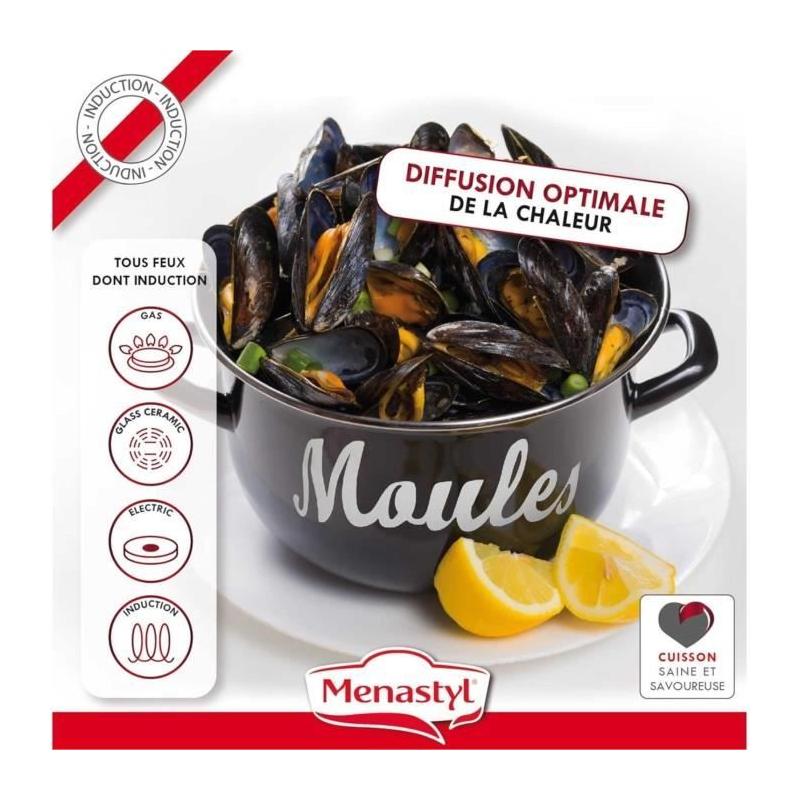 Marmite design MENASTYL 24 cm - Noir émaillé - Induction