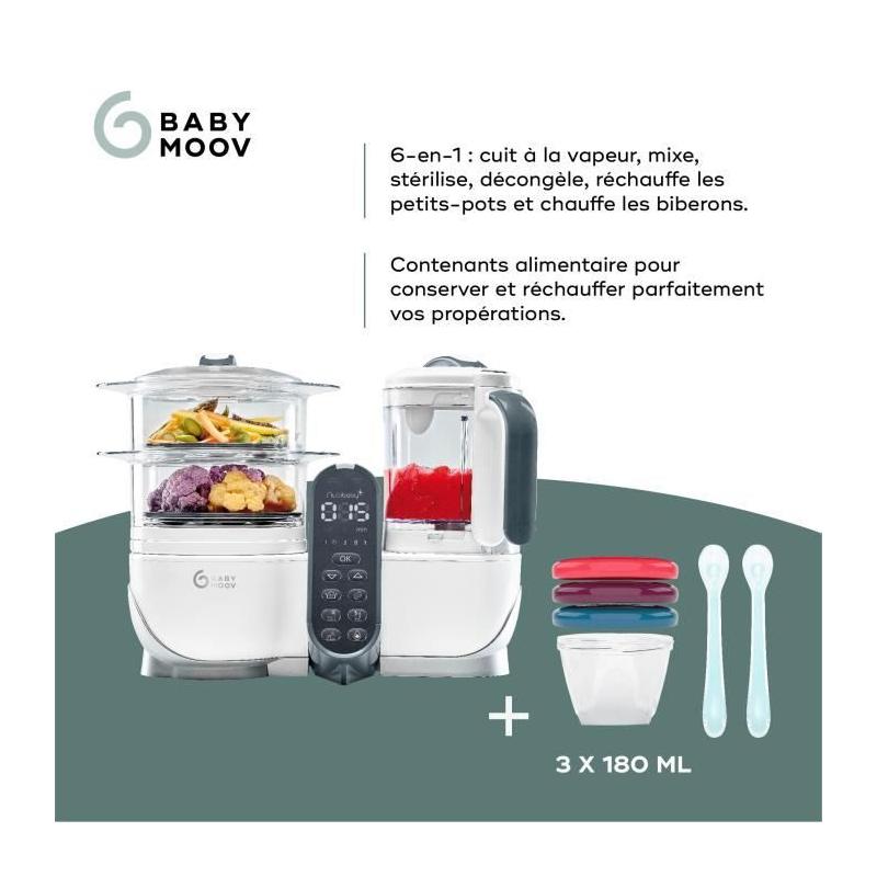 Babymoov Pack Nutribaby(+) Blanc & 3 Babybols 180mL + 2 cuillères - Prêt pour la diversification
