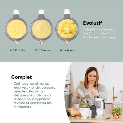 Babymoov Pack Nutribaby(+) Blanc & 3 Babybols 180mL + 2 cuillères - Prêt pour la diversification