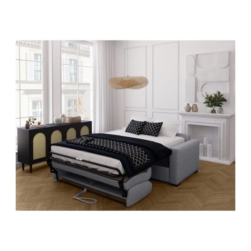 Canapé convertible express MARIUS - Gris clair - 190 x 100 x 87 cm