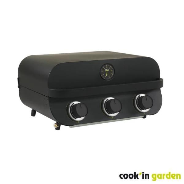 Barbecue a gaz - COOK'IN GARDEN - Flavo 60 - a poser - 3 brûleurs droits en inox - 8,4 kW - Allumage Piezzo