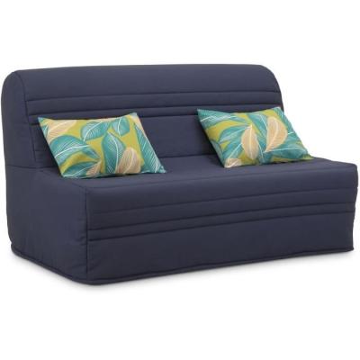 Banquette BZ 2 places Bleu Marine avec Coussins Jungle - Joe