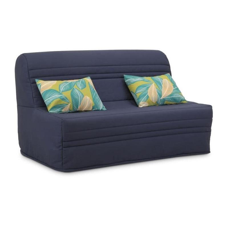 Banquette BZ 2 places Bleu Marine avec Coussins Jungle - Joe