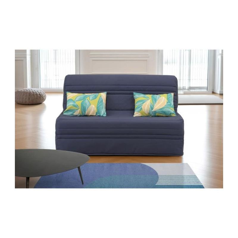 Banquette BZ 2 places Bleu Marine avec Coussins Jungle - Joe