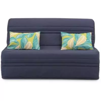 Banquette BZ 2 places Bleu Marine avec Coussins Jungle - Joe