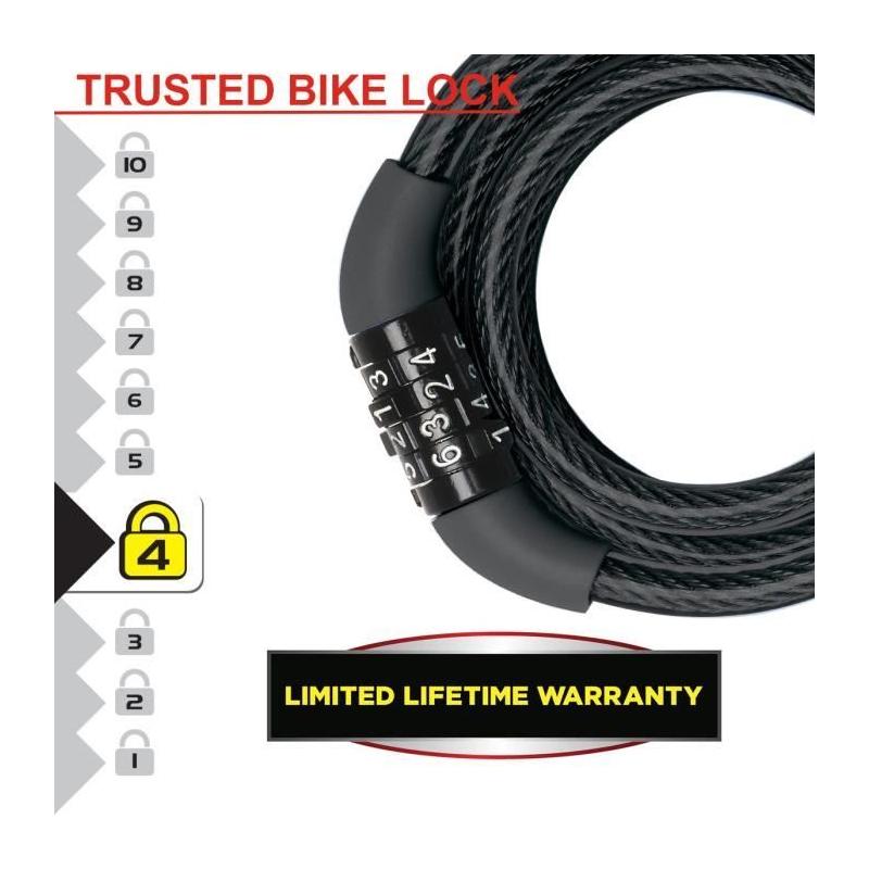 Antivol Vélo MASTER LOCK: Câble de 1,2 m pour une sécurité optimale