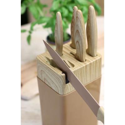 Bloc de couteaux 6 pièces MENASTYL: lame céramique, polypropylène - Noisette
